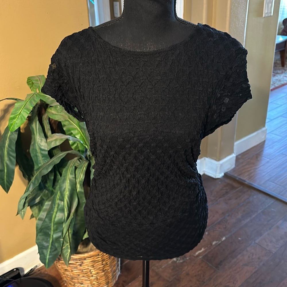 Free People mesh short sleeve tee.  Size large.  Rouched sides